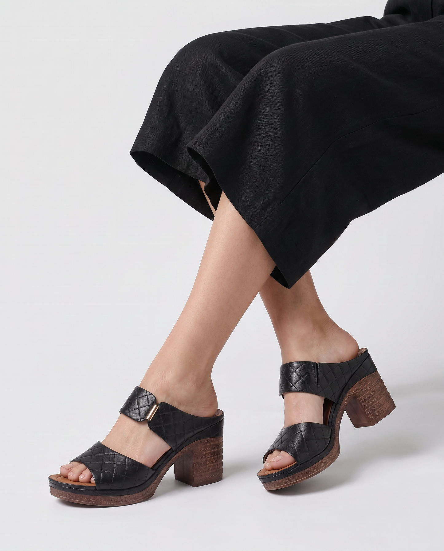 Virelle | Sandales Femme En Cuir À Bout Ouvert Et Talon Bloc