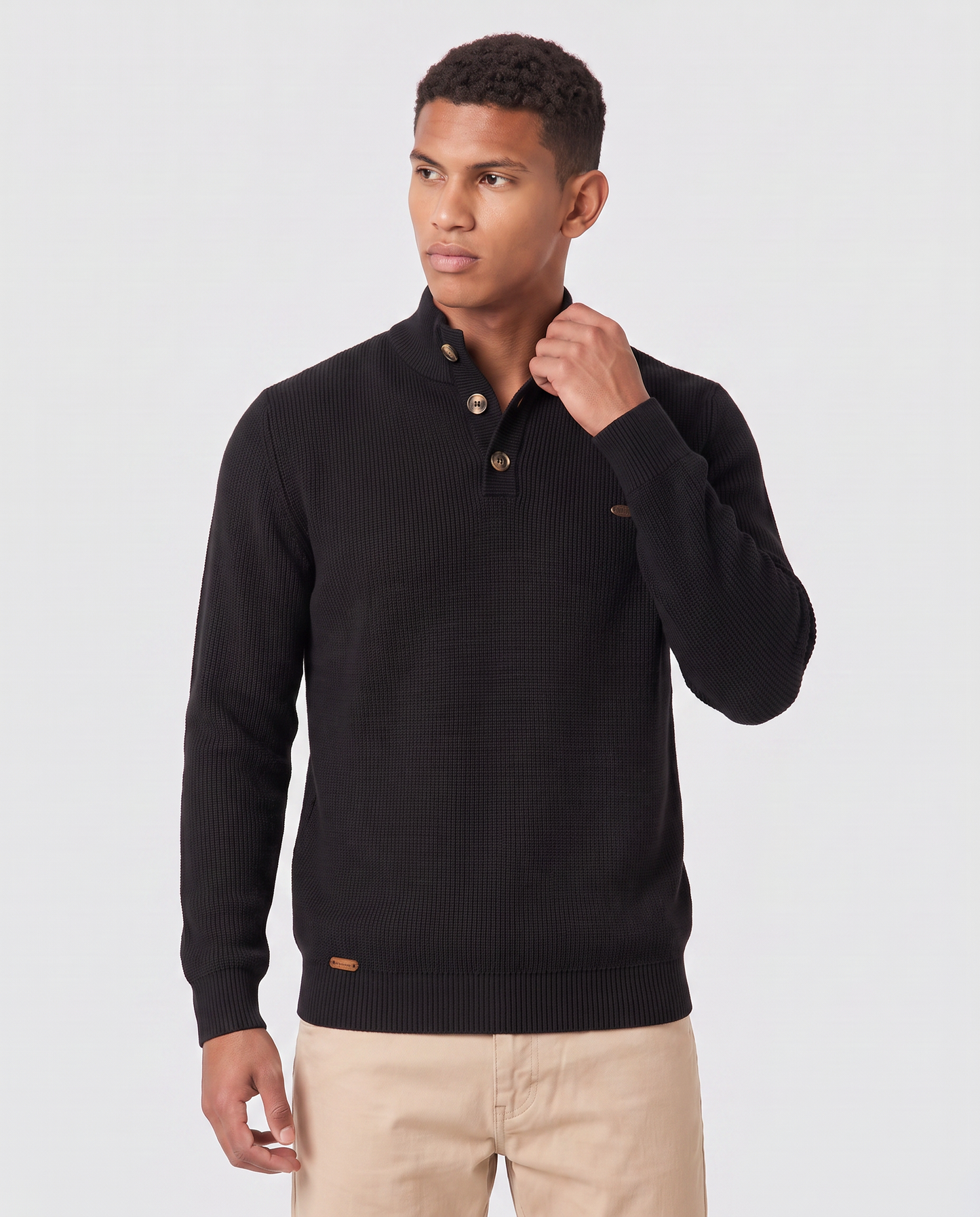 Virelle | Pull Homme Col Montant Boutonné
