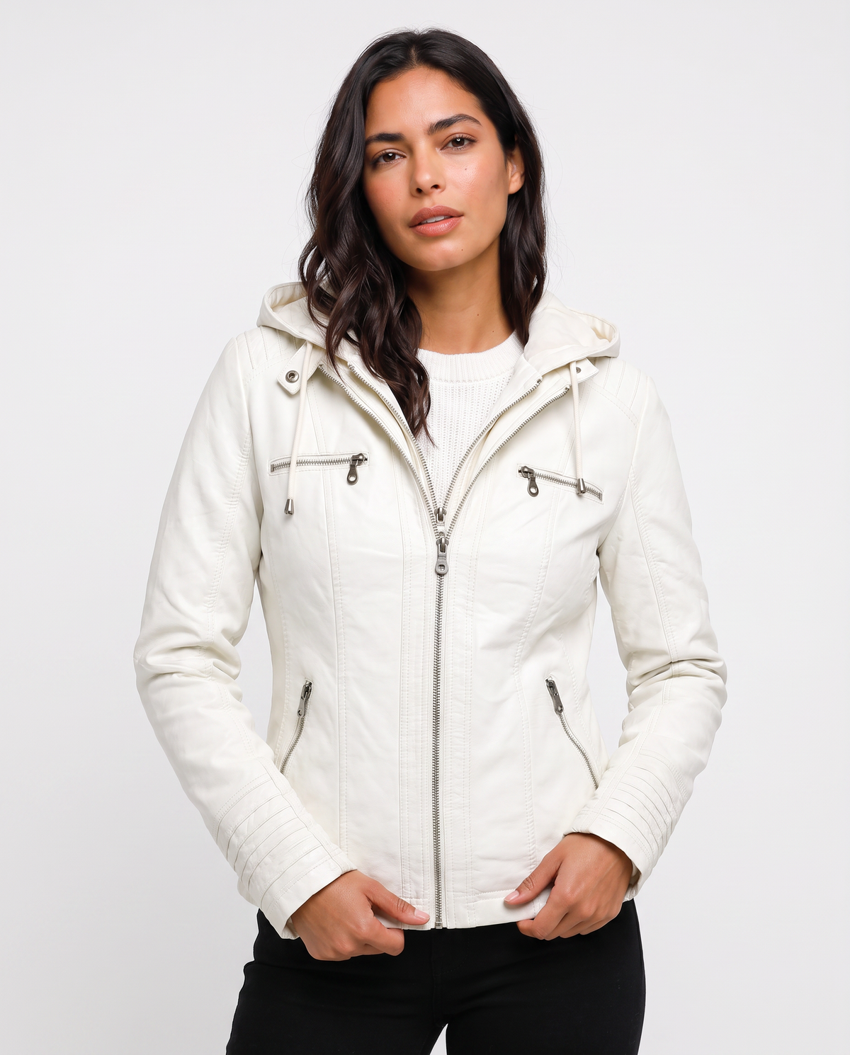 Virelle | Veste Femme Effet Cuir à Capuche