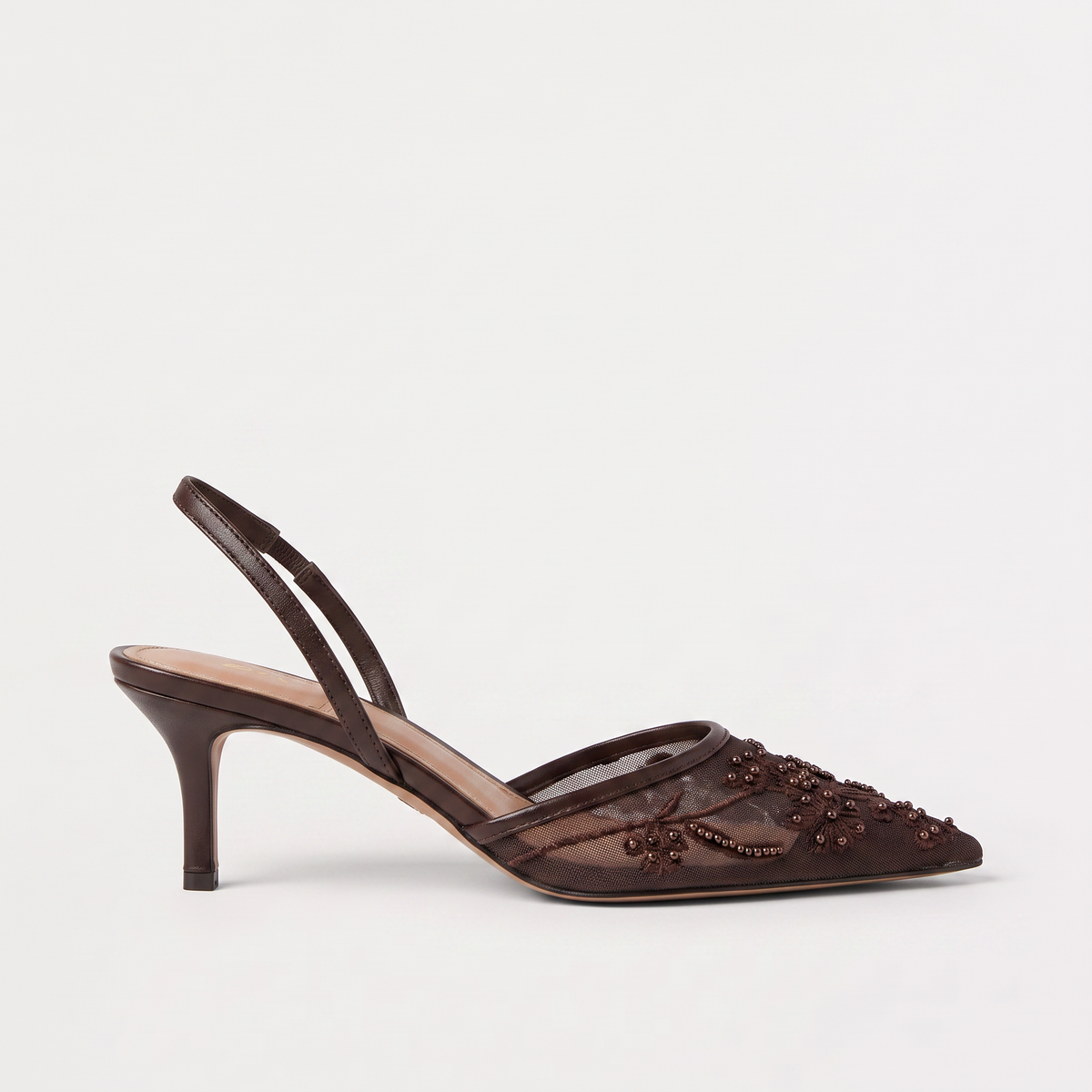 Virelle | Mules Femme en Tulle Brodé à Talon Fin
