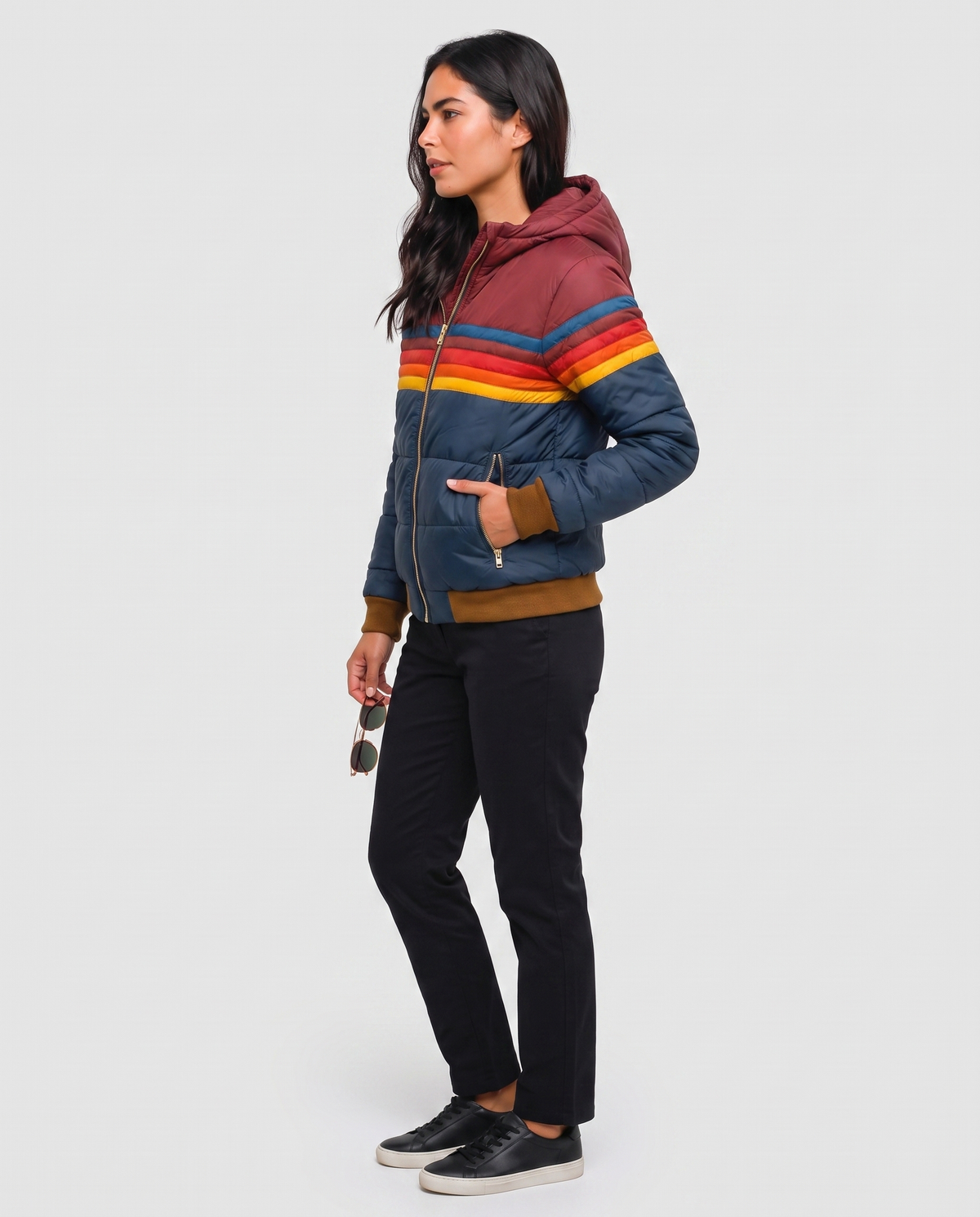 Virelle | Veste Femme Rétro Multicolore à Capuche