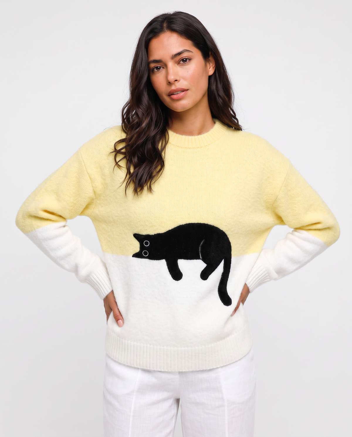 Virelle | Pull Oversize Femme à Motif Chat