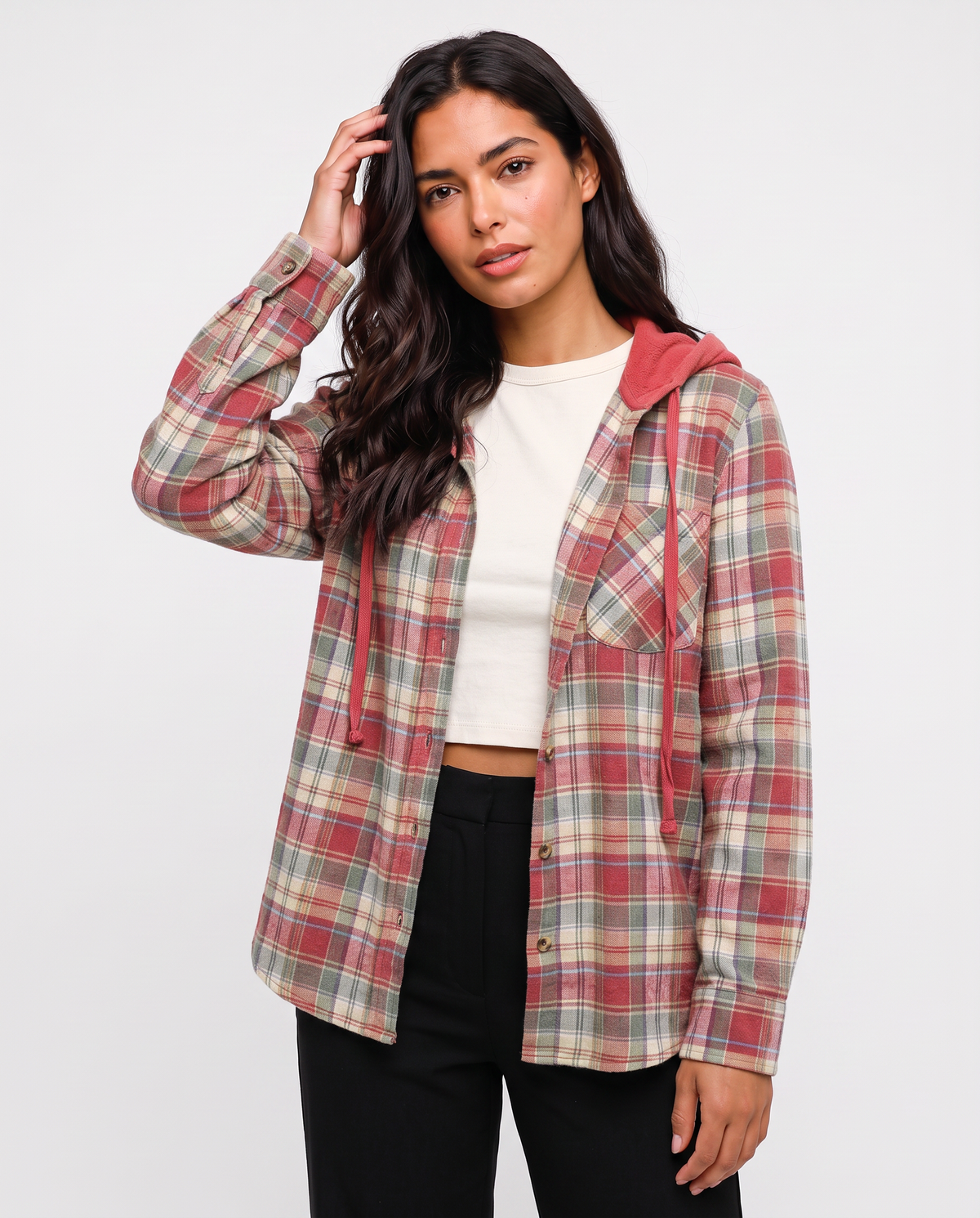 Virelle | Veste Chemise Femme à Carreaux avec Capuche
