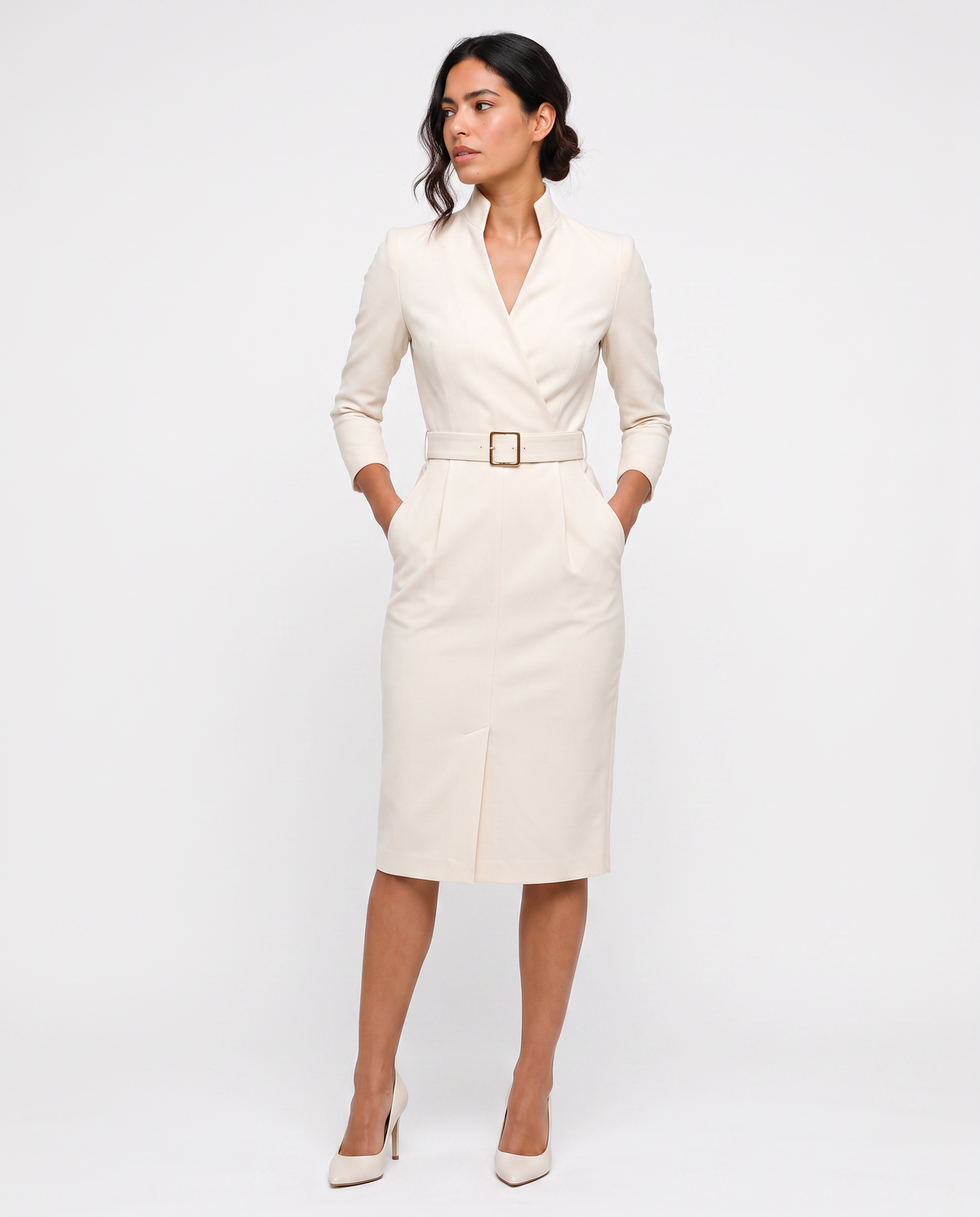 Virelle | Robe Midi Crayon Femme avec Ceinture