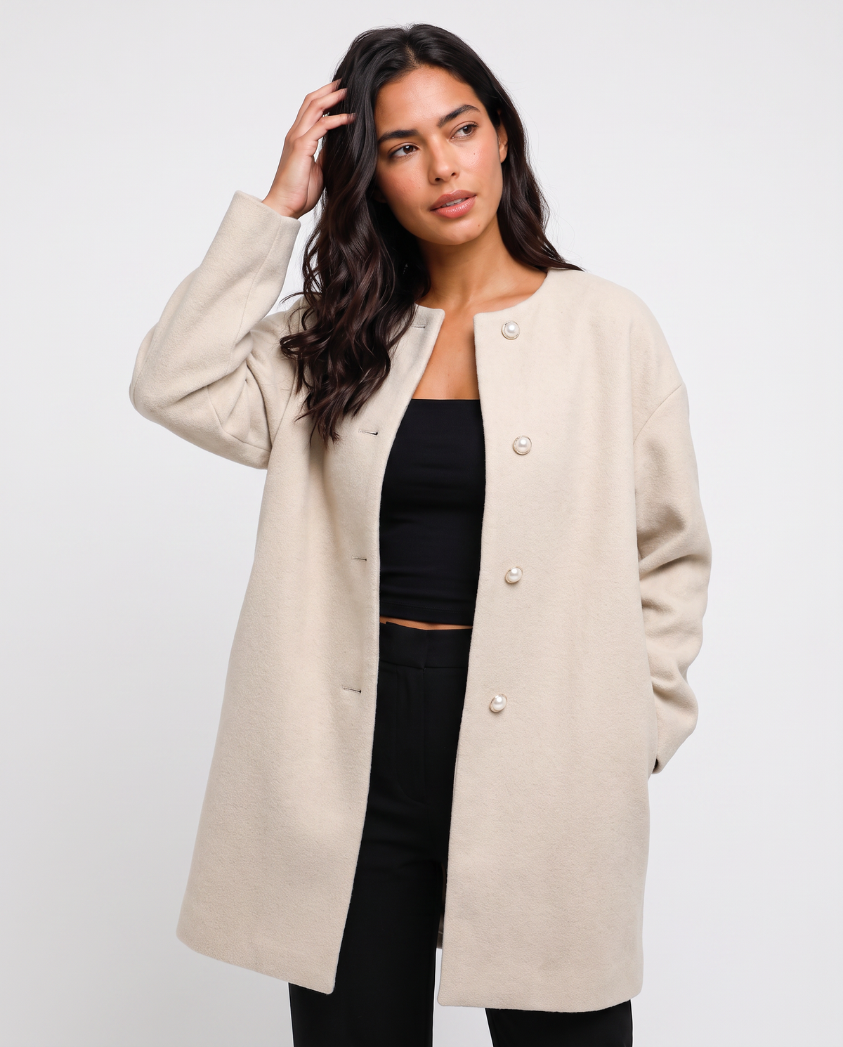 Virelle | Manteau Long Oversize Sans Col Femme