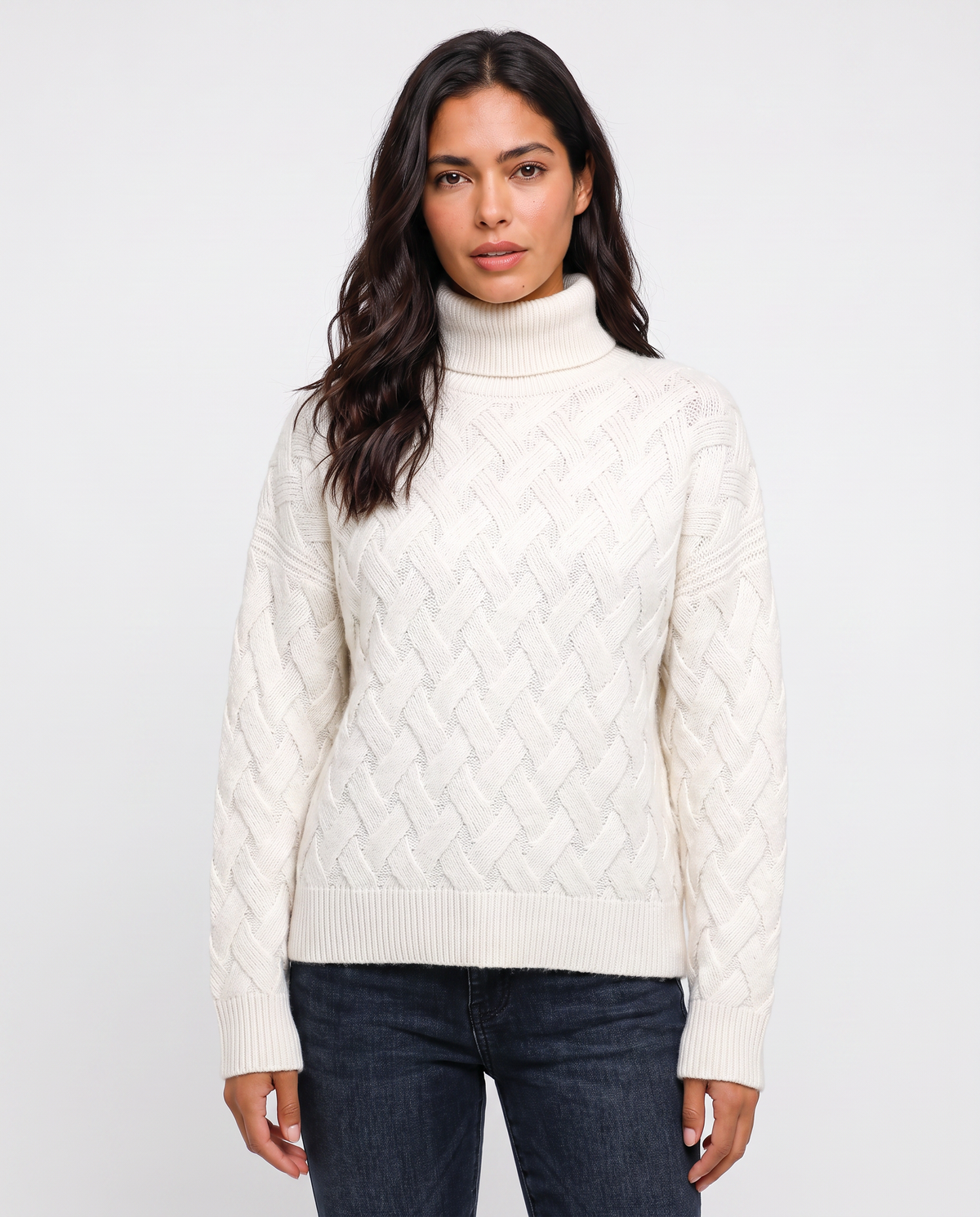 Virelle | Pull Femme Col Roulé en Maille Tressée
