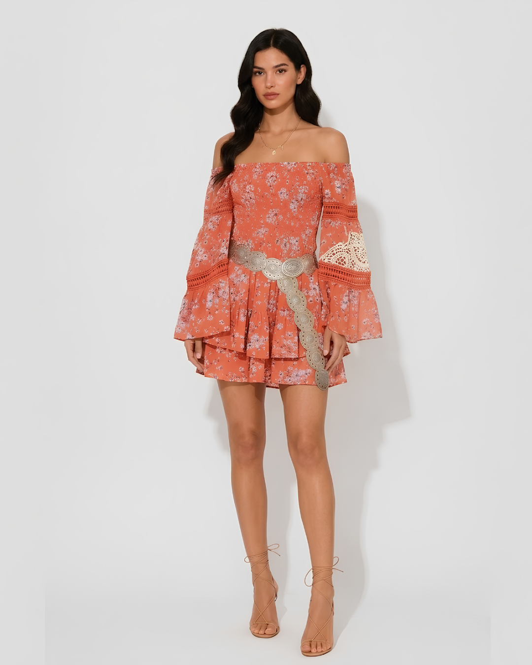 Virelle | Combi-Short Floral Bohème Avec Bustier Smocké