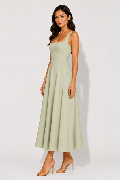 Virelle | Robe Évasée À Encolure Carrée