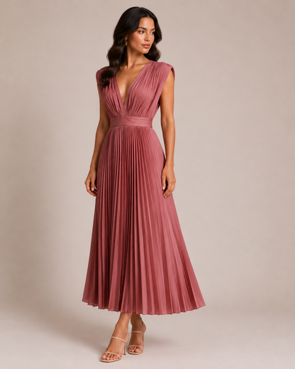 Virelle | Robe Plissée À Décolleté Drapé En V