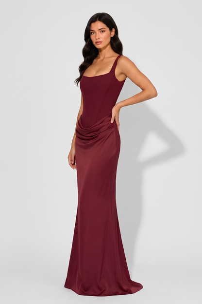 Virelle | Robe Longue Corset Drapée À Fines Bretelles