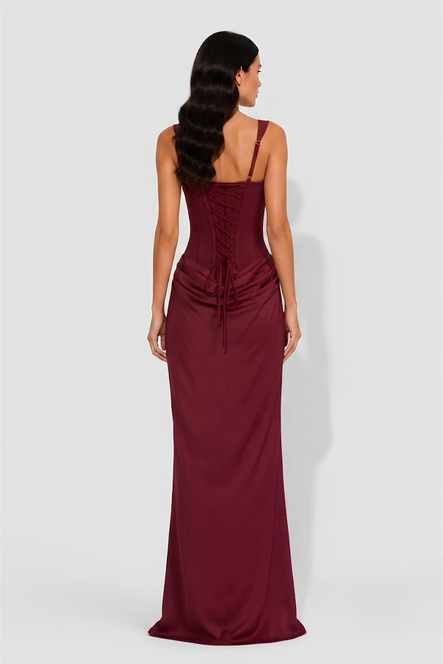 Virelle | Robe Longue Corset Drapée À Fines Bretelles