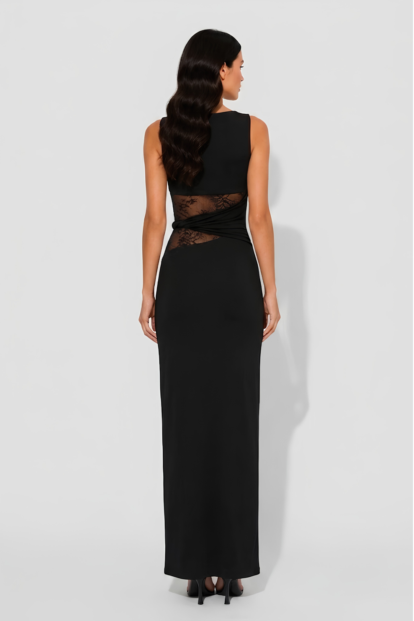 Virelle | Robe Longue Ajustée Avec Empiècements En Dentelle
