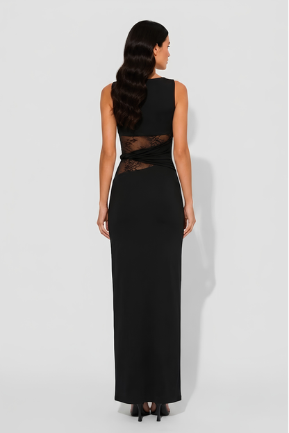 Virelle | Robe Longue Ajustée Avec Empiècements En Dentelle