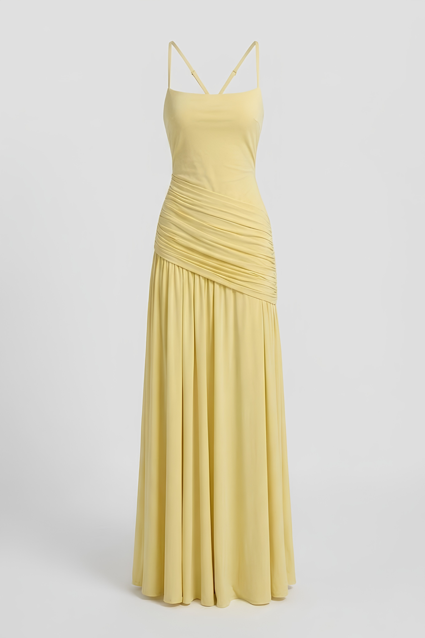 Virelle | Robe Longue Drapée Asymétrique À Encolure Carrée