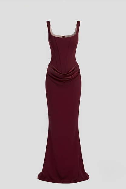 Virelle | Robe Longue Corset Drapée À Fines Bretelles