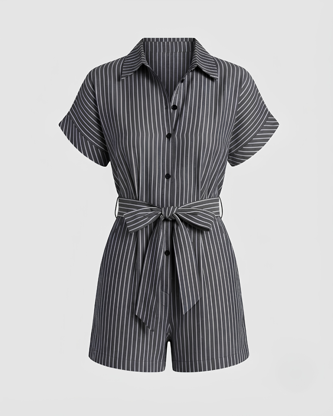 Virelle | Combi-Short Rayé Avec Ceinture À Nouer