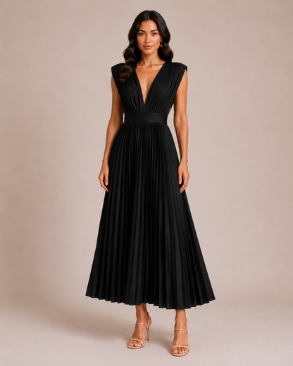 Virelle | Robe Plissée À Décolleté Drapé En V