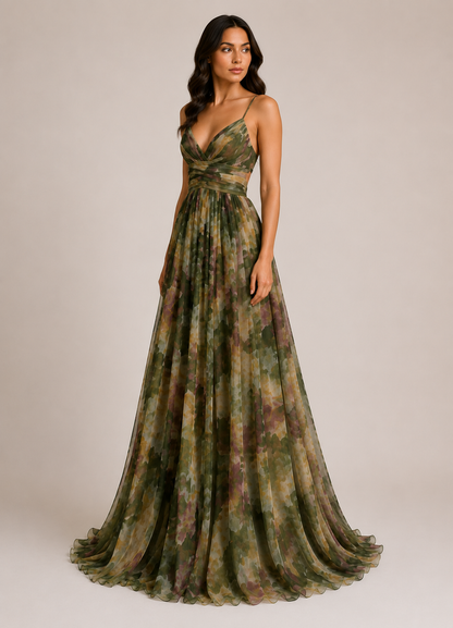 Virelle | Robe Longue Fleurie À Taille Haute Et Bretelles Réglables