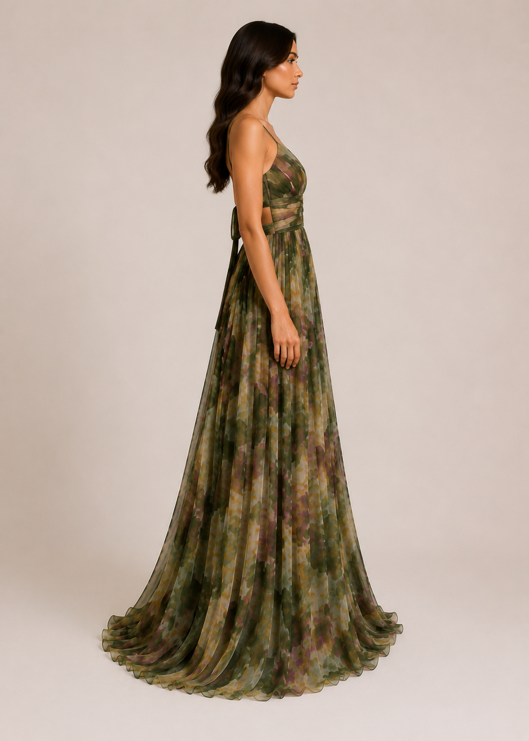 Virelle | Robe Longue Fleurie À Taille Haute Et Bretelles Réglables