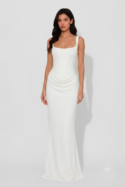 Virelle | Robe Longue Corset Drapée À Fines Bretelles