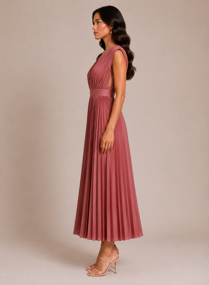 Virelle | Robe Plissée À Décolleté Drapé En V