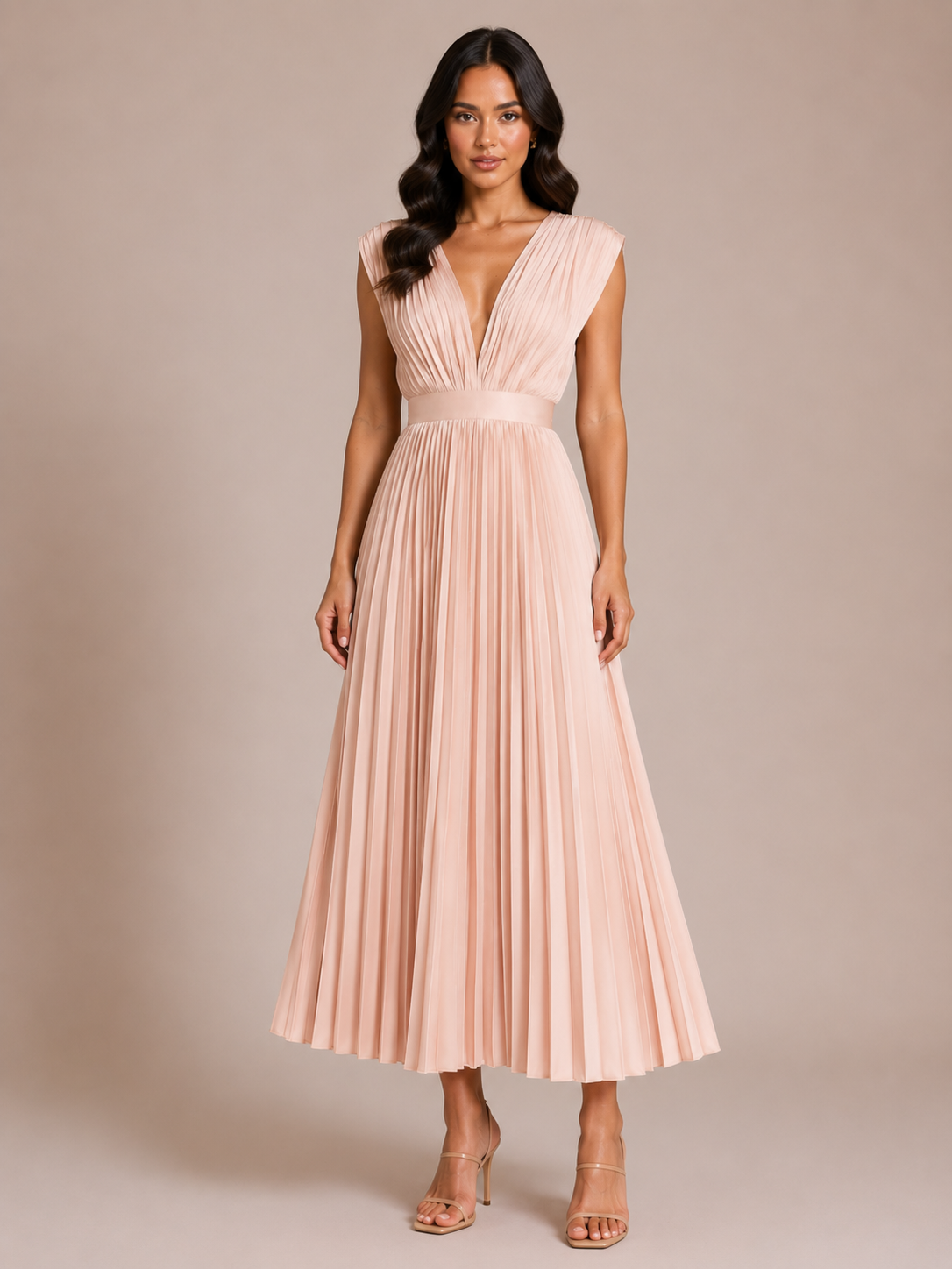 Virelle | Robe Plissée À Décolleté Drapé En V