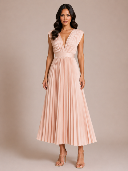 Virelle | Robe Plissée À Décolleté Drapé En V