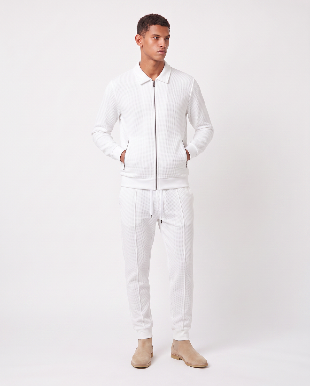 Virelle | Ensemble Homme Zippé en Maille Côtelée