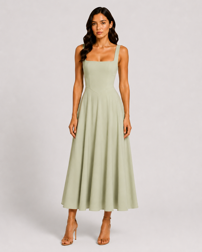 Virelle | Robe Évasée À Encolure Carrée