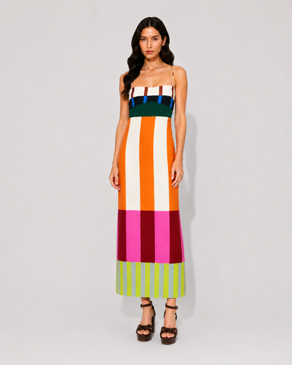Virelle | Robe Géométrique À Taille Empire Et Bretelles Réglables