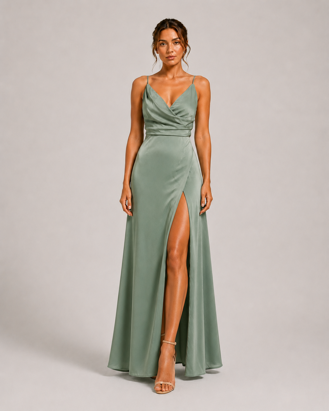 Virelle | Robe Longue Satinée À Coupe Ajustée
