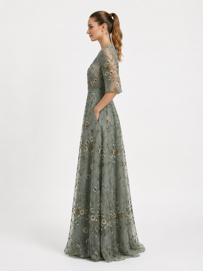 Virelle | Robe Longue Fleurie À Décolleté En V