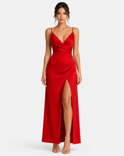 Virelle | Robe Longue Satinée À Coupe Ajustée
