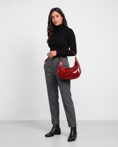 Virelle | Sac Épaule Femme Verni à Fermeture Zippée