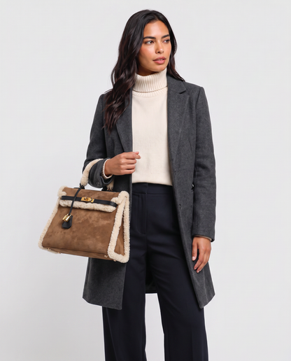Virelle | Sac à Main Femme en Daim Doublé Effet Mouton