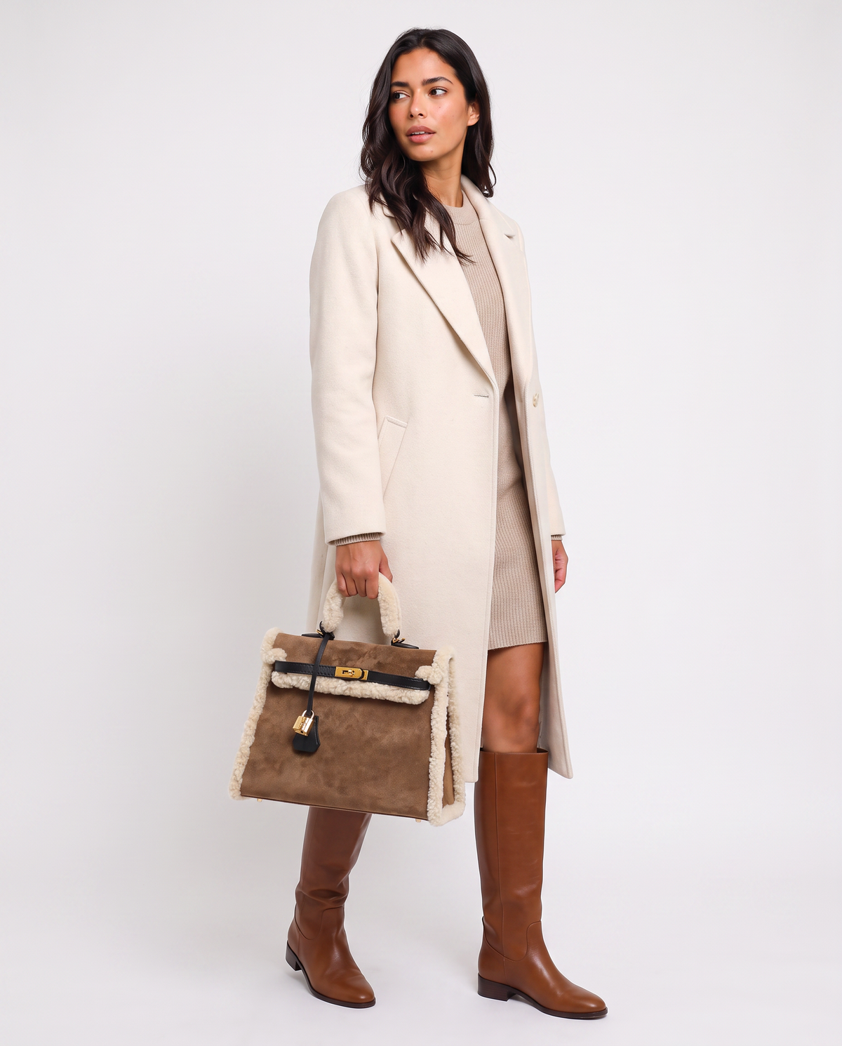 Virelle | Sac à Main Femme en Daim Doublé Effet Mouton