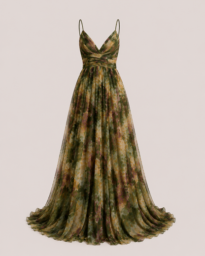 Virelle | Robe Longue Fleurie À Taille Haute Et Bretelles Réglables