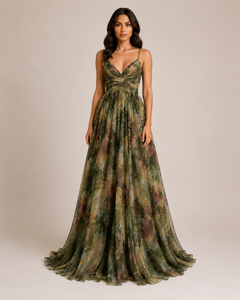 Virelle | Robe Longue Fleurie À Taille Haute Et Bretelles Réglables