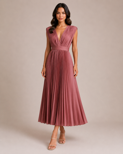Virelle | Robe Plissée À Décolleté Drapé En V