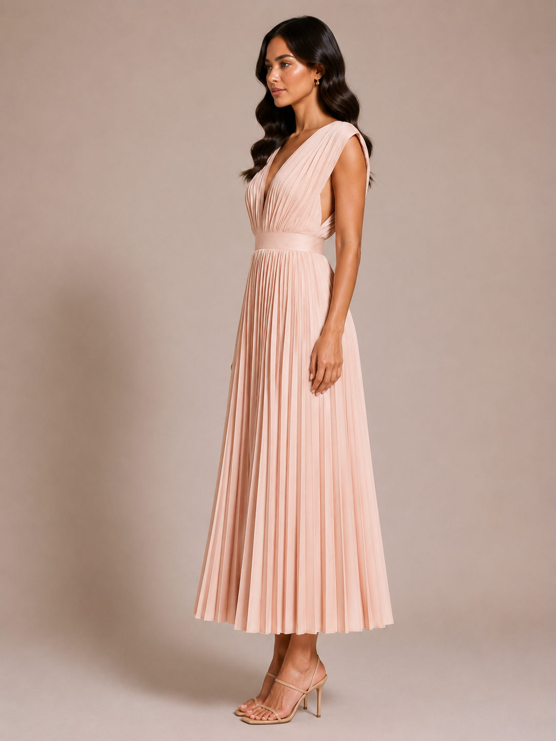 Virelle | Robe Plissée À Décolleté Drapé En V