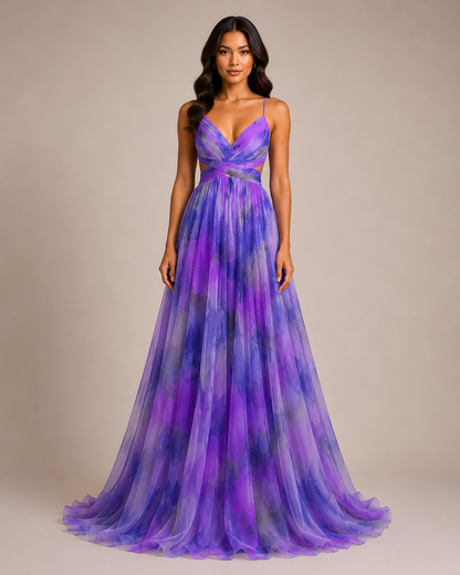 Virelle | Robe Longue Fleurie À Taille Haute Et Bretelles Réglables