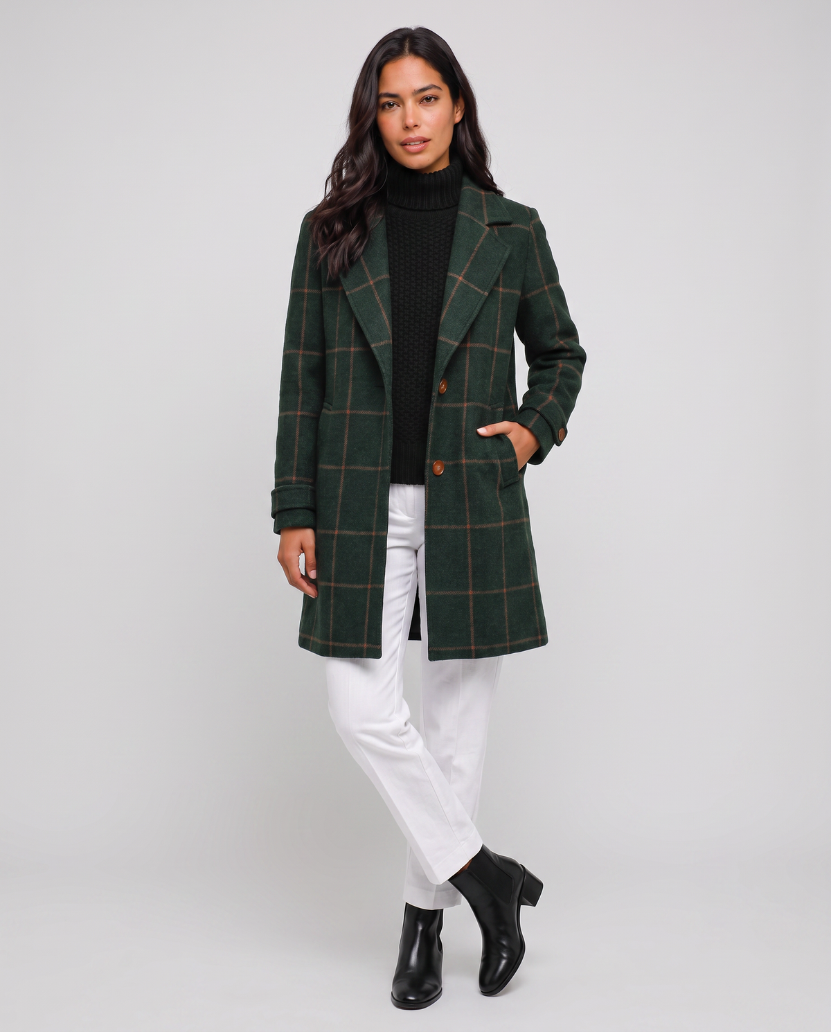 Virelle | Manteau Long À Carreaux Femme