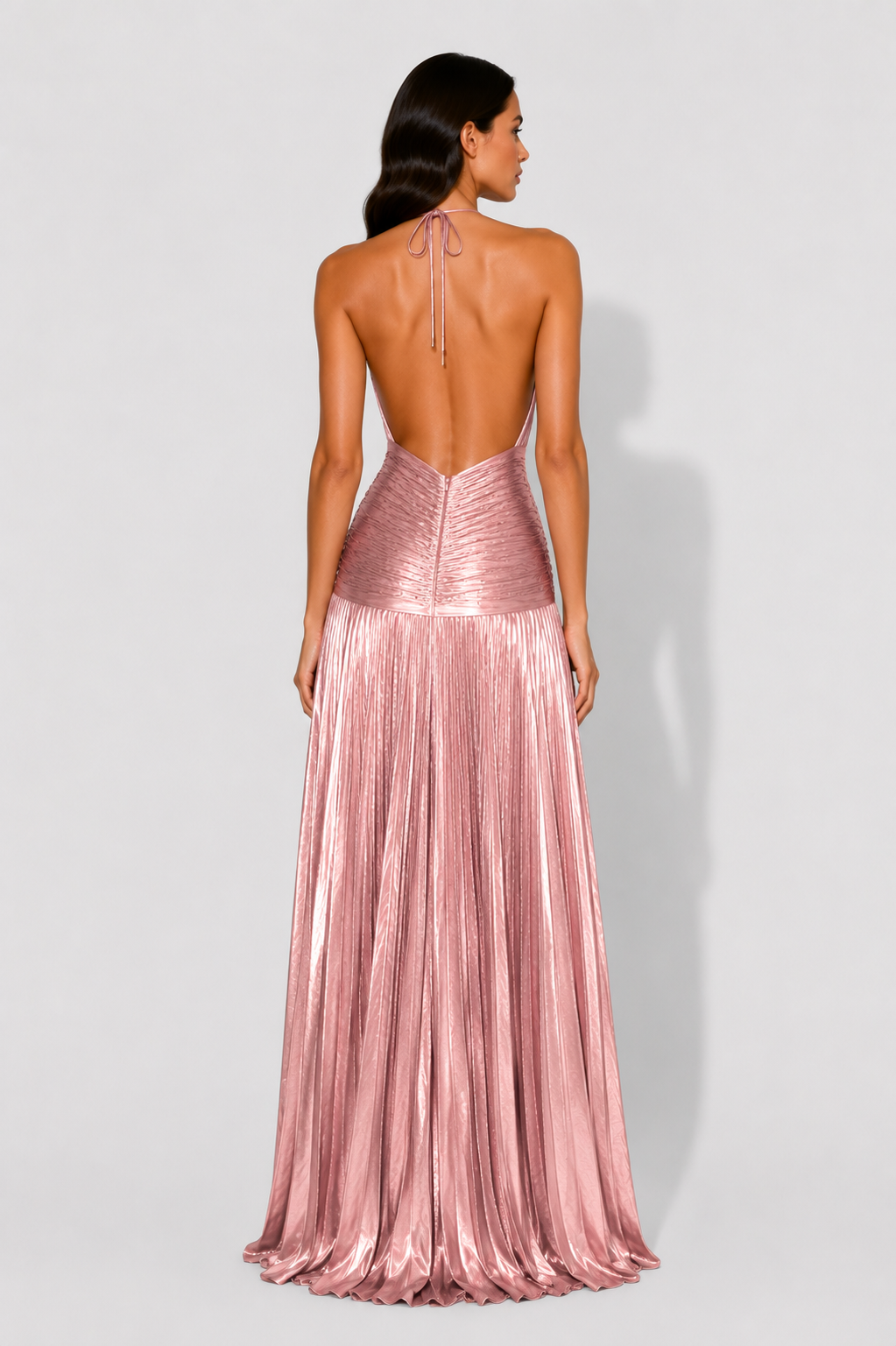 Virelle | Robe Longue Métallisée À Col Halter Et Dos Nu