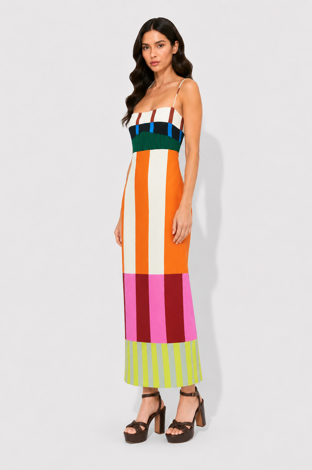 Virelle | Robe Géométrique À Taille Empire Et Bretelles Réglables