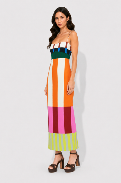 Virelle | Robe Géométrique À Taille Empire Et Bretelles Réglables
