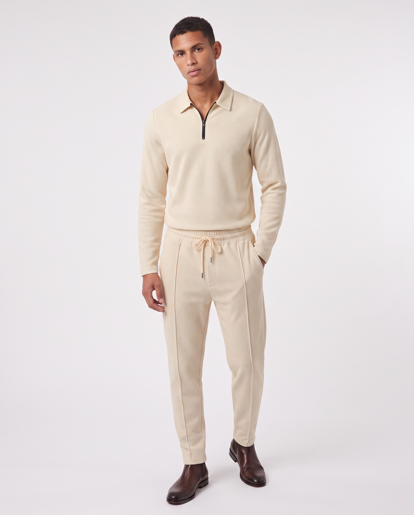 Virelle | Ensemble Homme Waffle Demi-Zip