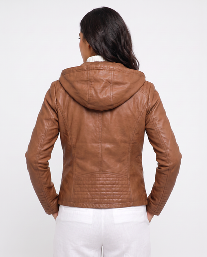 Virelle | Veste Femme Effet Cuir à Capuche
