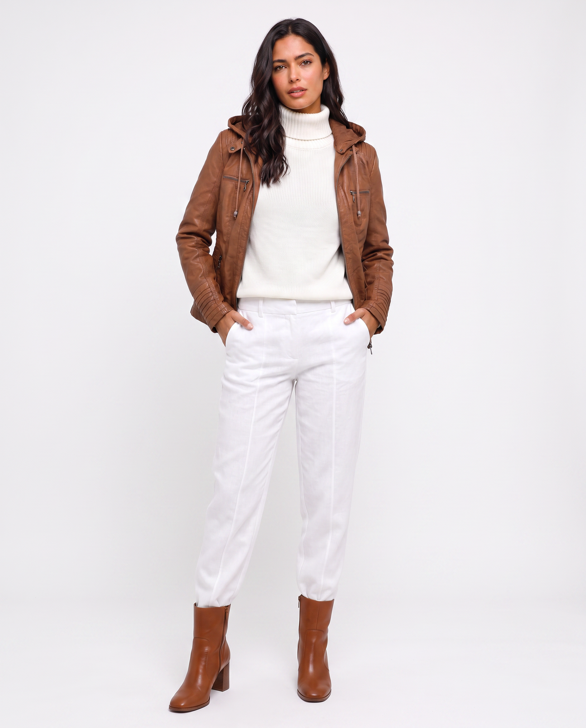 Virelle | Veste Femme Effet Cuir à Capuche