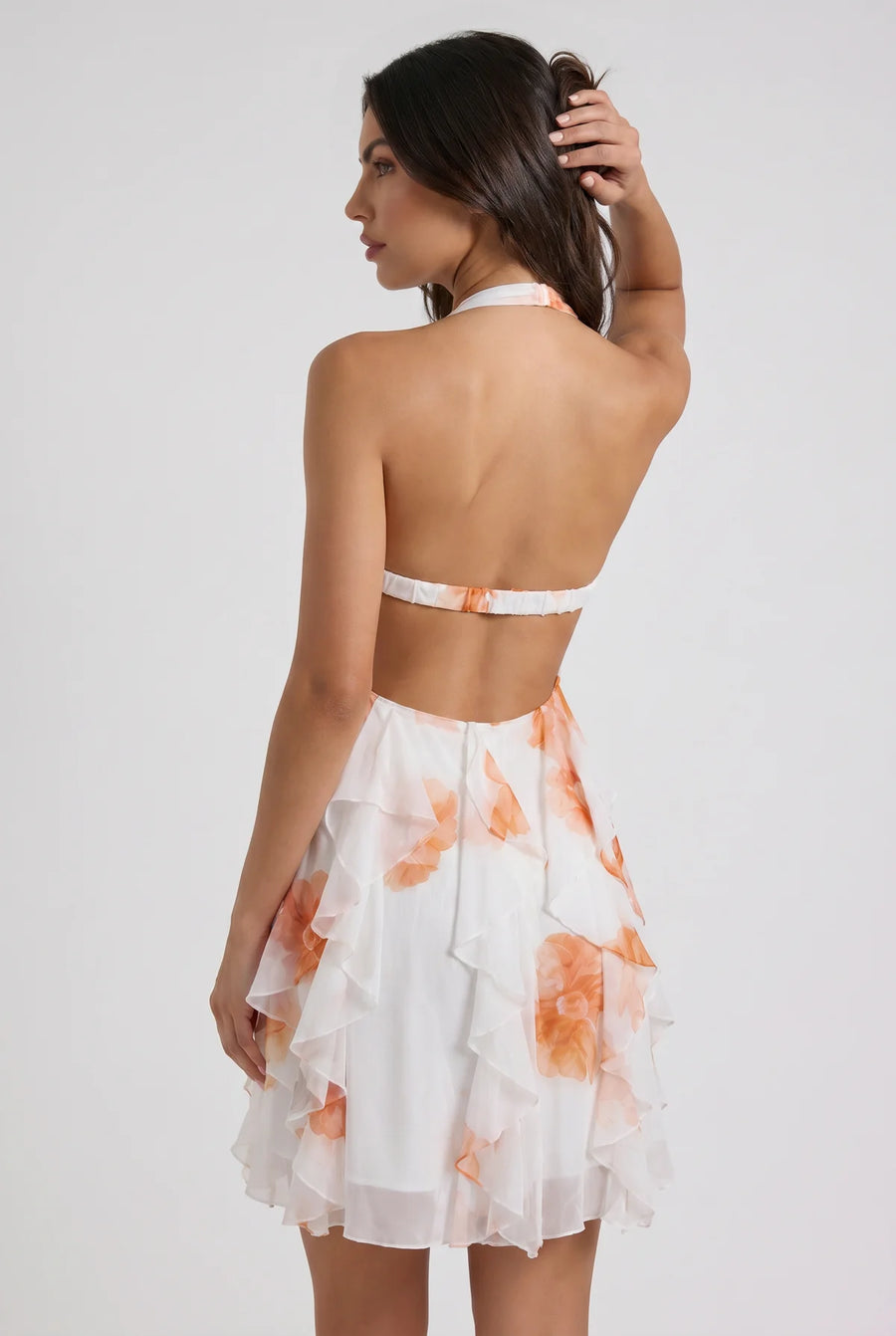 Virelle | Mini Robe Florale À Col Cœur Et Volants
