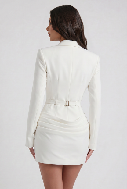Virelle | Mini Robe Blazer Blanche Cintrée